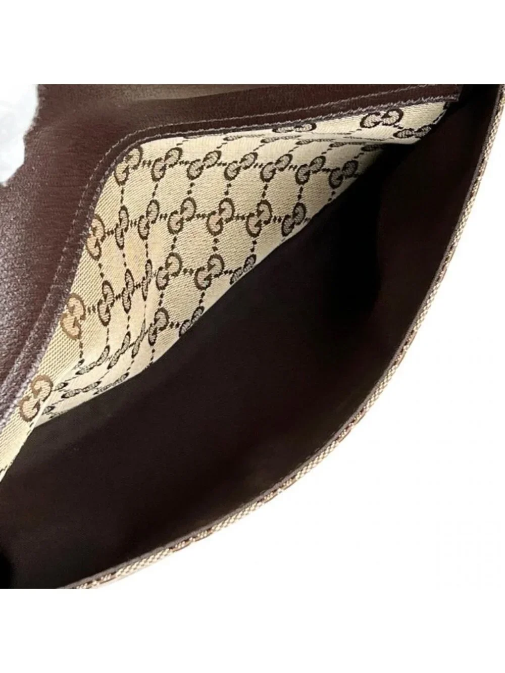 Gucci Shoulder Bag Crossbody GG Canvas Leather Brown Silver